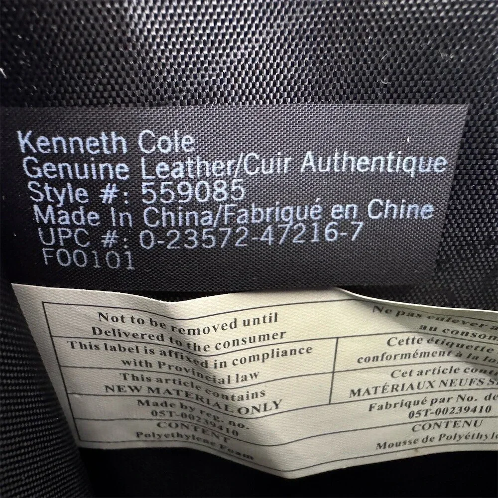 Kenneth Cole New York Portfolio Soft Leather Briefcase Black Strap Included